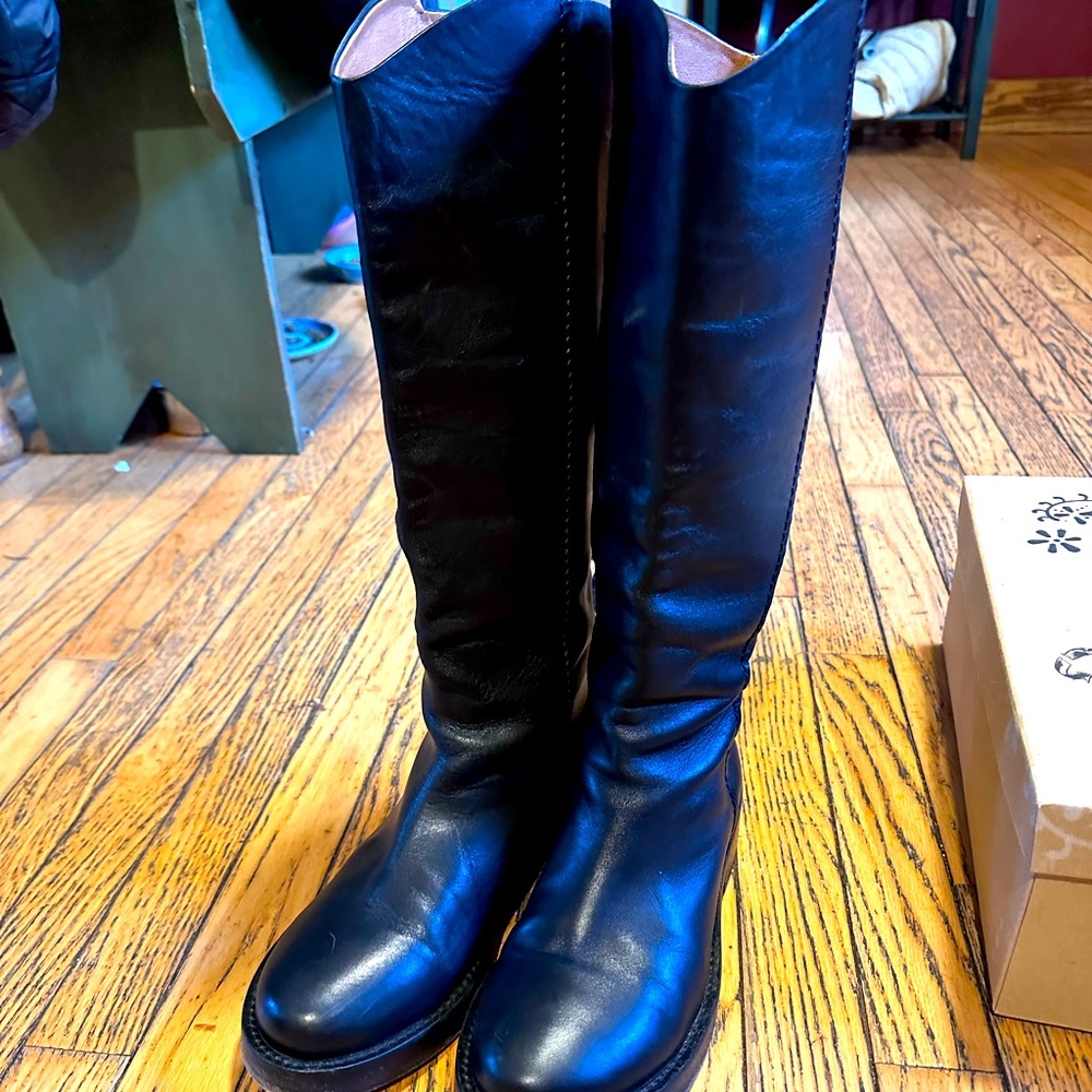 Free People black Portuguese leather equestrian boots (size 6.5-7)